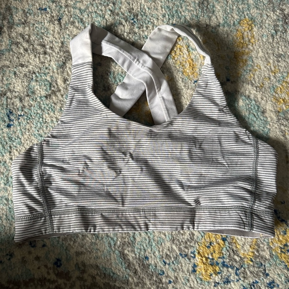 Striped Lululemon Sports Bra with Cross Back Size 8